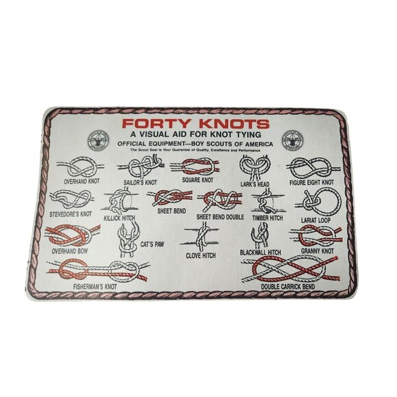 Forty Knots Visual Aid For Knot Tying Card Official Boy Scouts Of America Durabl - Picture 3 of 4